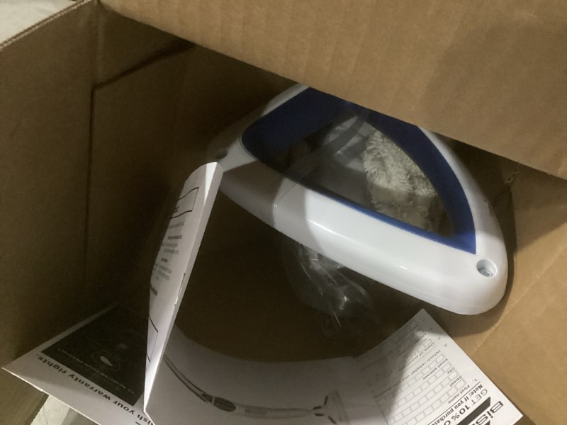 Condition photo showing As Is for bissell power fresh steam mop with natural sanitization, floor steamer, tile cleaner, and hard wood floor cleaner with flip-down easy scrubber, 1940a powerfresh steam mop