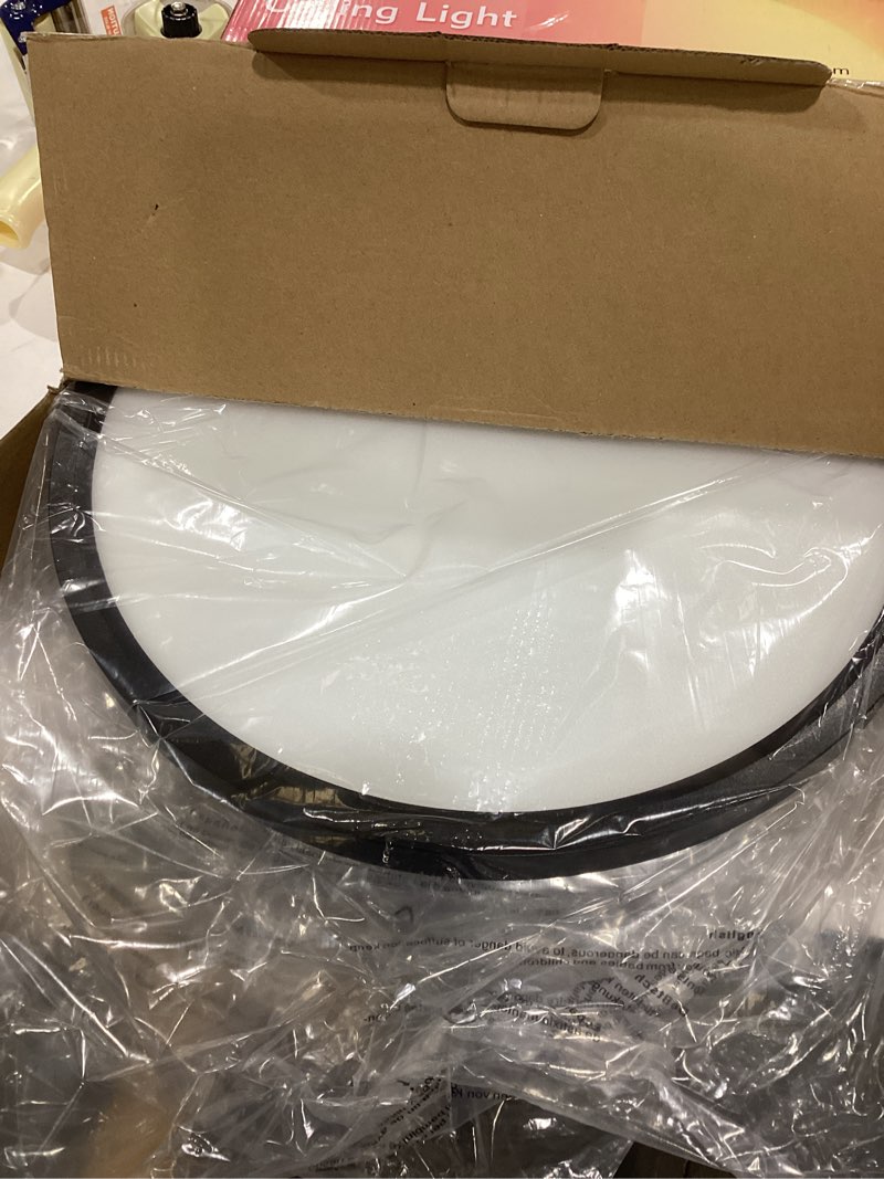 Condition photo showing Good Condition for 6PK 15.8 Inch Led Ceiling Light Flush Mount, 34W, 3060LM, 3000K/4000K/6000K CCT Selectable Super Slim LED Ceiling Light, Close to Ceiling Round Flat Panel Light for Hallway, Bedroom,Kitchen ect Black non-dimmable-15.8 inch-6PK