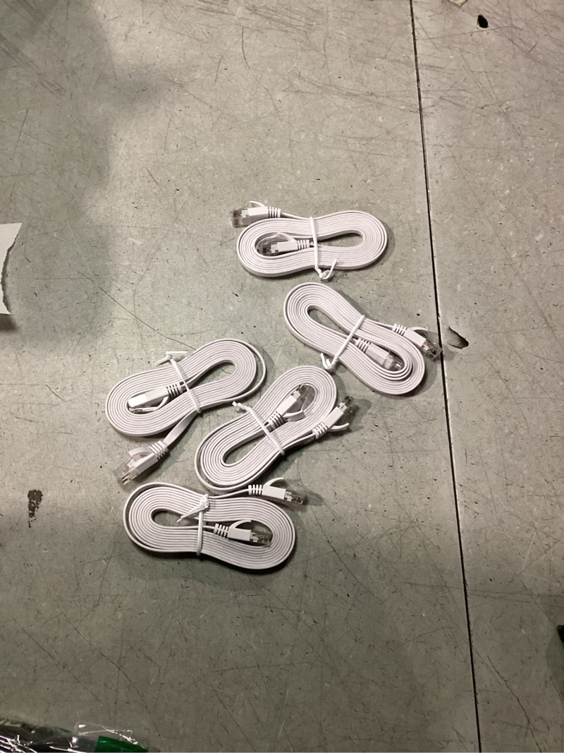 Condition photo showing Good Condition for Cat 6 Flat Ethernet Cable 7 FT(5Pack), UTP 10Gbps High-Speed Cat6 Ethernet Cable, Pure Copper Cat 6 Cable, Ethernet Patch Cable for Home or Office Network Wiring, White 7FT 5PACK White