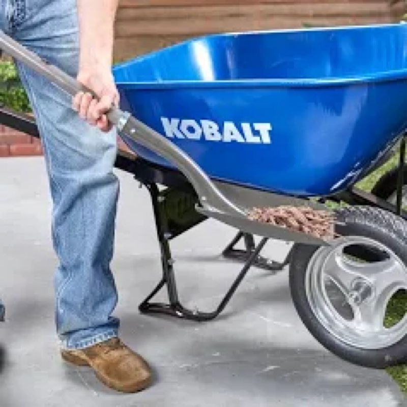 Kobalt 7-cu ft 2 Wheel Steel Push Wheelbarrow Flat-Free Tire in Blue | P7-SF-2W-K