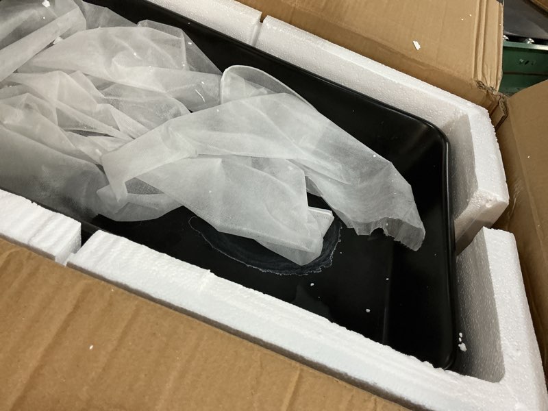 Condition photo showing As Is for lordear  black bathroom sink 24\\\\\\\"x16\\\\\\\" rectangle bathroom vessel sink modern above counter black  farmhouse 24 inch bathroom sink porcelain ceramic vanity sink art basin 24\\\\\\\"x16\\\\\\\" black
