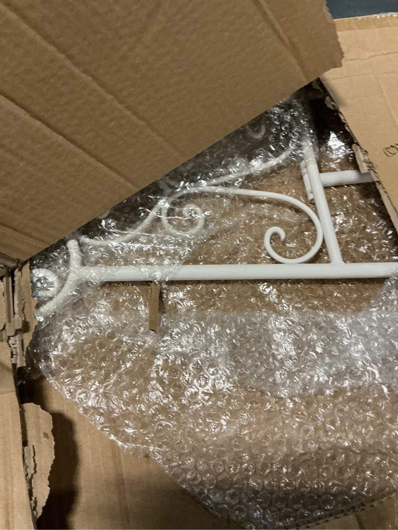 Condition photo showing Good Condition for metal free standing adjustable display stand scroll easel with chain support, white easel stand for sign, wedding, picture frame. (no installation required) scroll-white