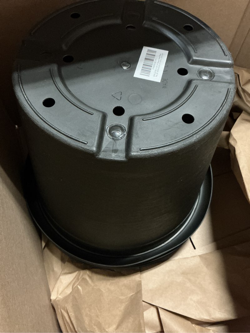 Condition photo showing Good Condition for 4 pack 14 inch plastic planter pots with drainage holes - heavy duty 20l capacity large outdoor planters for planting medium large plants, raised base, cement textured garden container flower pots