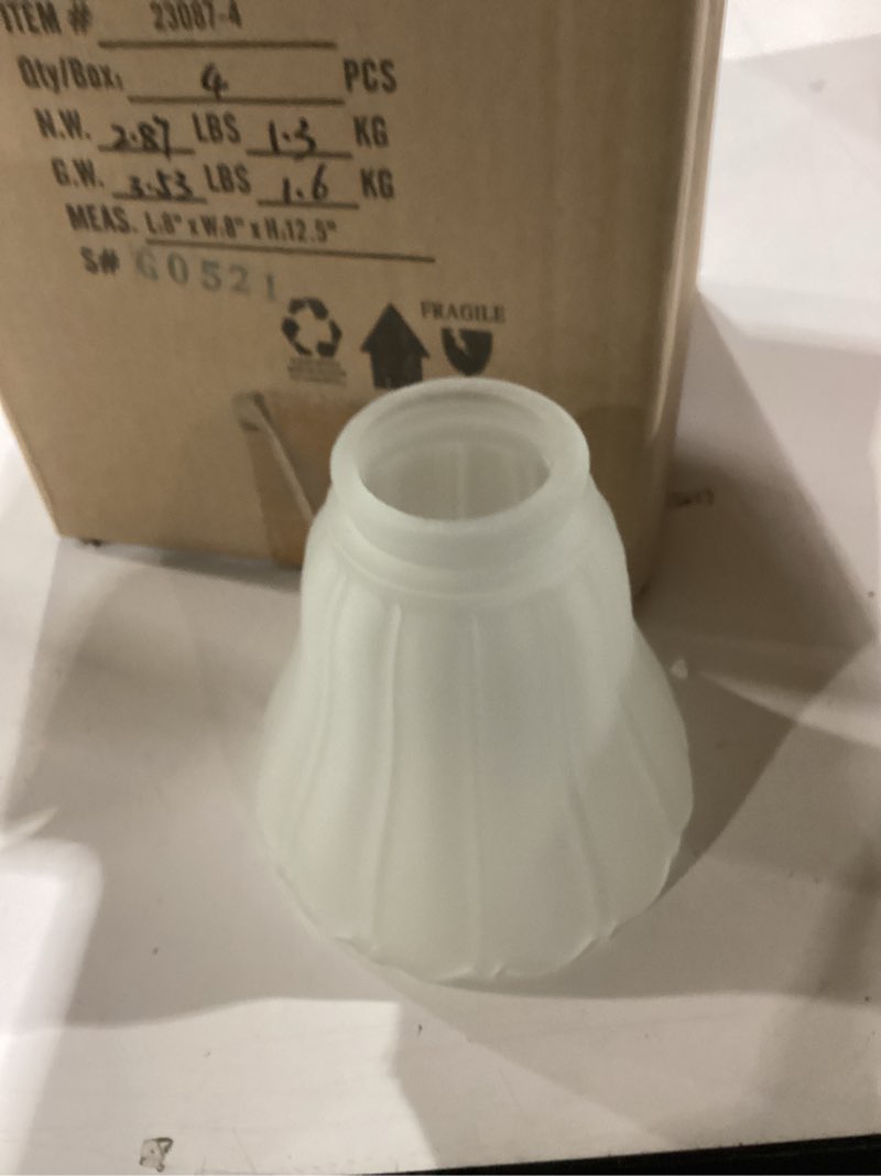 Aspen Creative Frosted 23087-4 Transitional Style Replacement Bell Shaped Ribbed Glass Shade, 2 1/8"