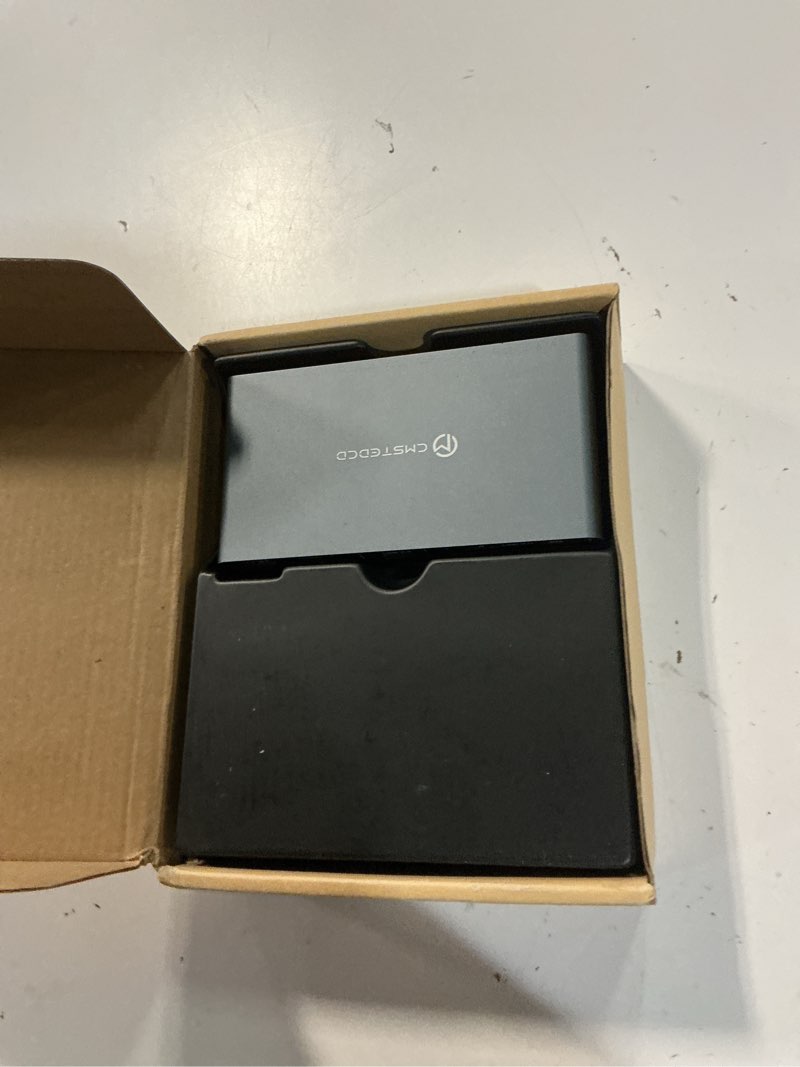 Condition photo showing As Is for kvm switch 2 monitors 2 computers docking station usb c + hdmi/dp input with 100w pd, 4k60hz/4k120hz displayport hdmi dual monitor for laptop and desktop share 13-in-1 dock aluminum case plug and play grey