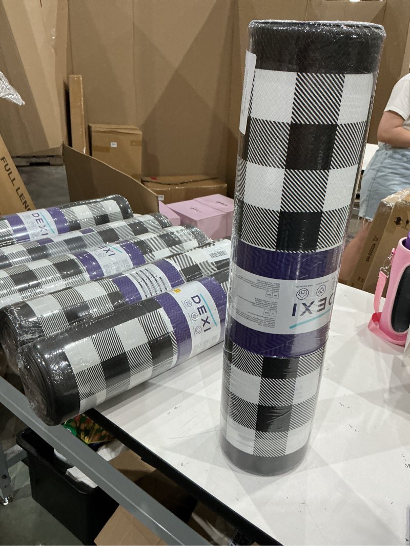 Condition photo showing New/Like New for dexi kitchen mats cushioned anti fatigue, 23x86 floor padded runner rug non slip, waterproof standing comfort memory foam for front sink laundry, black 86"l x 20"w x 0.4"th checkered black