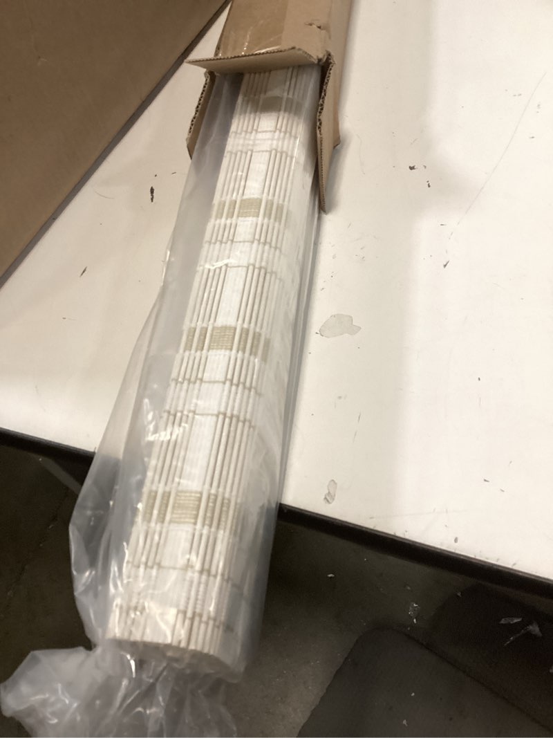 Condition photo showing Good Condition for LazBlinds No Tools No Drill Bamboo Roller Shades, Cordless Bamboo Blinds, Light Filtering Roll Up Blinds for Windows, French Door, Porch or Patio, 26'' W x 20'' H, Whitewash B Whitewash B 26'' W x 20'' H