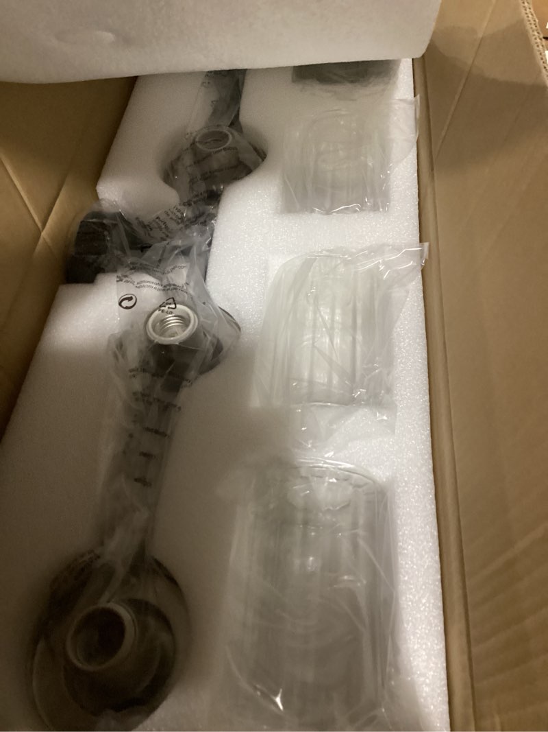 Condition photo showing New/Like New for phixart bathroom lighting fixtures black and brushed nickel bathroom vanity light with cylindrical clear stripes glass lampshade e26 socket base bathroom lighting fixtures over mirror (4 lights) 4 lights brushed nickel
