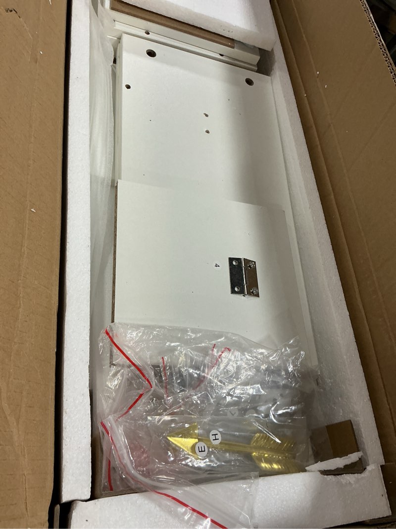 Condition photo showing Good Condition for VECELO Narrow Bathroom Storage Cabinet with 3 Adjustable Shelves, 67" Tall Freestanding Cabinet with Toilet Paper Holder, Slim Tower Cabinet with Magnetic Door & Drawer, for Small Spaces, White Frame Top