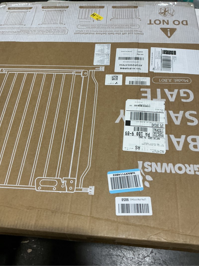 Condition photo showing Good Condition for Mom's Choice-GROWNSY Baby Gate for Stairs, 29.5"-48.4" Pressure Mounted Baby Gate for Top of Stair&Doorway with V-Shaped Rods, Anti-Trip Pedal, Extra Wide Stairs Dog Gate Easy Install w/Red Reminder White 29"-48"*30"
