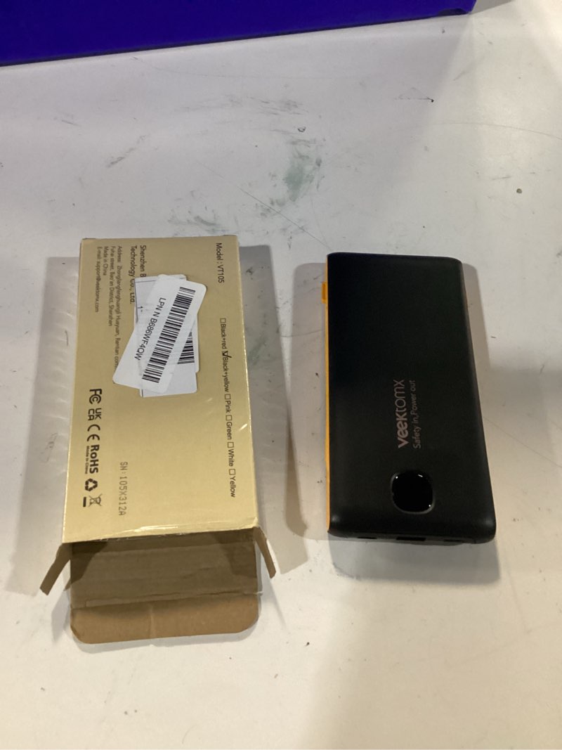 Condition photo showing Good Condition for veektomx portable charger with built in cables 10000mah, power bank for iphone with wall plug, travel essential fast charging usb c slim external battery pack for iphone 17/16/15, samsung, ipad, etc 10000mah dark gray-yellow