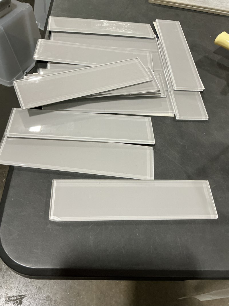 Condition photo showing Good Condition for Elida Ceramica Grey 3-in x 12-in Glossy Glass Subway Wall Tile ( 0.24-sq ft Piece, 14 tiles) 