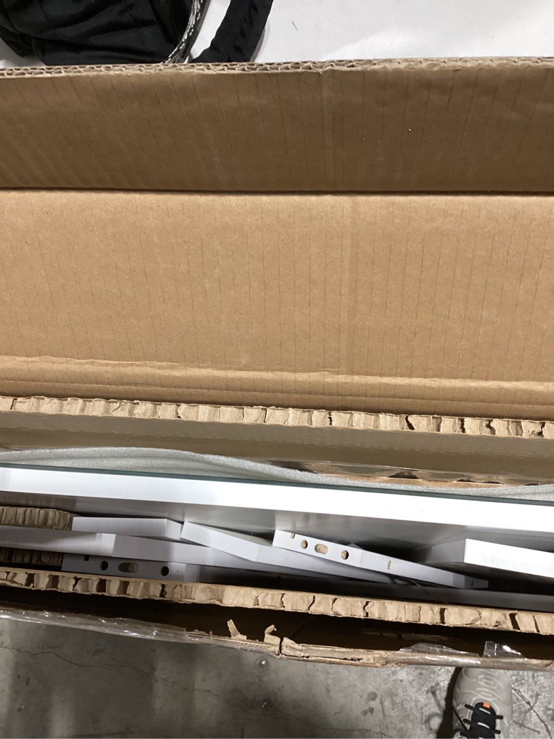 Condition photo showing As Is for 28x20 inch LED Lighted Bathroom Medicine Mirror Cabinet with Sockets & USBs, Anti-Fog Dimmable Light and Color Adjustment, Adjustable Shelves, Flat-Pack Design – Assembly Required W20 x H28 1 door