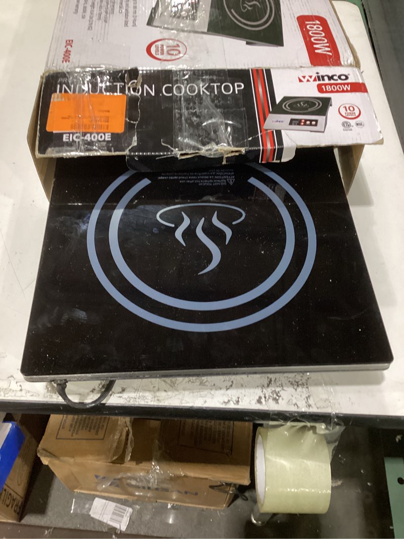 Condition photo showing As Is for Winco EIC-400E Commercial-Grade Portable Induction Cooktop Burner, 1800 W, 120V 1800 W Countertop Silver/Black