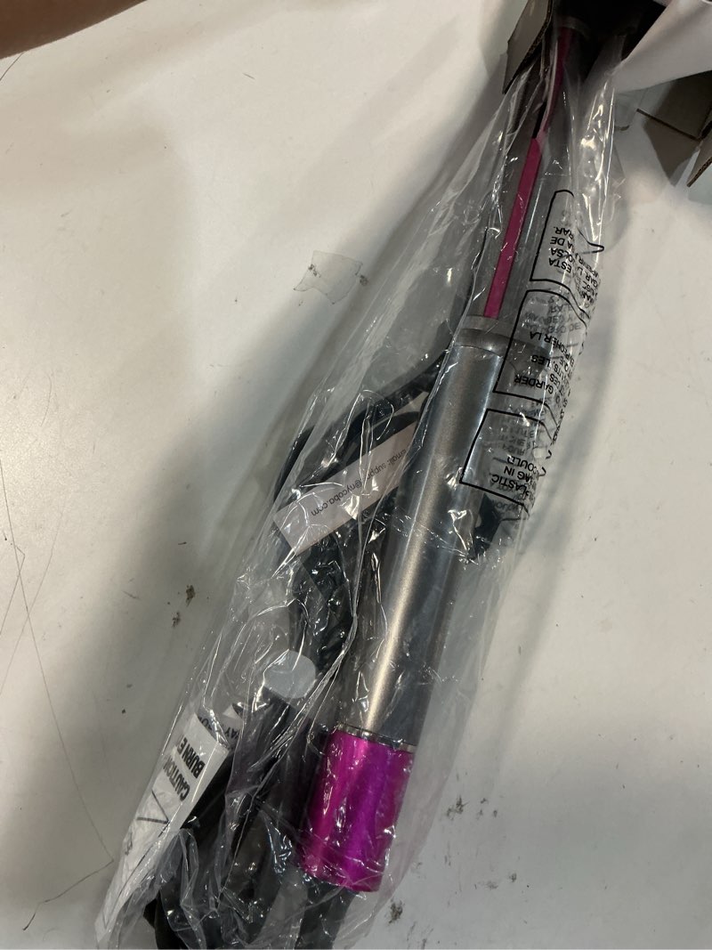 Condition photo showing Good Condition for curling iron, 1 1/4 inch hair curling wand with ceramic coating, professional hair curler, fast heating up to 430°f, wide voltage for worldwide, 60 mins auto off, magenta