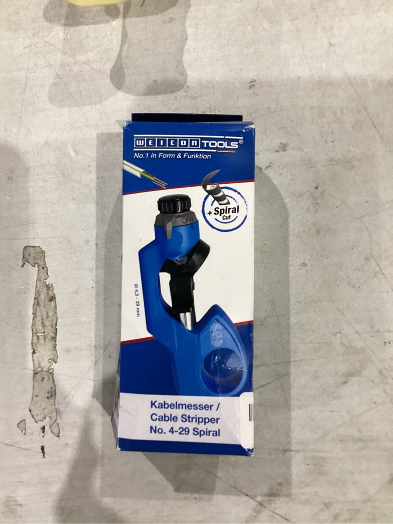 Condition photo showing New/Like New for weicon cable stripper no. 4-29 spiral | for thick cables | round, longitudinal & spiral cut | outer diameter range 0.177-1.142 inch (4.5-29 mm) | up to 4/0 awg | cutting depth up to 0.118 inch