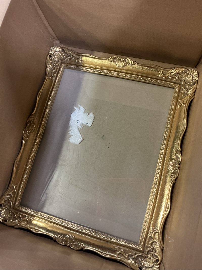 Condition photo showing Good Condition for Vintage 11x14 Picture Frame Gold, Textured Antique Picture Frames with Embossed Flower Design, Ornate Frame for 11x14 Photo, Resin Antique Frames Tabletop & Wall Hanging, Home Decor Gold 11x14