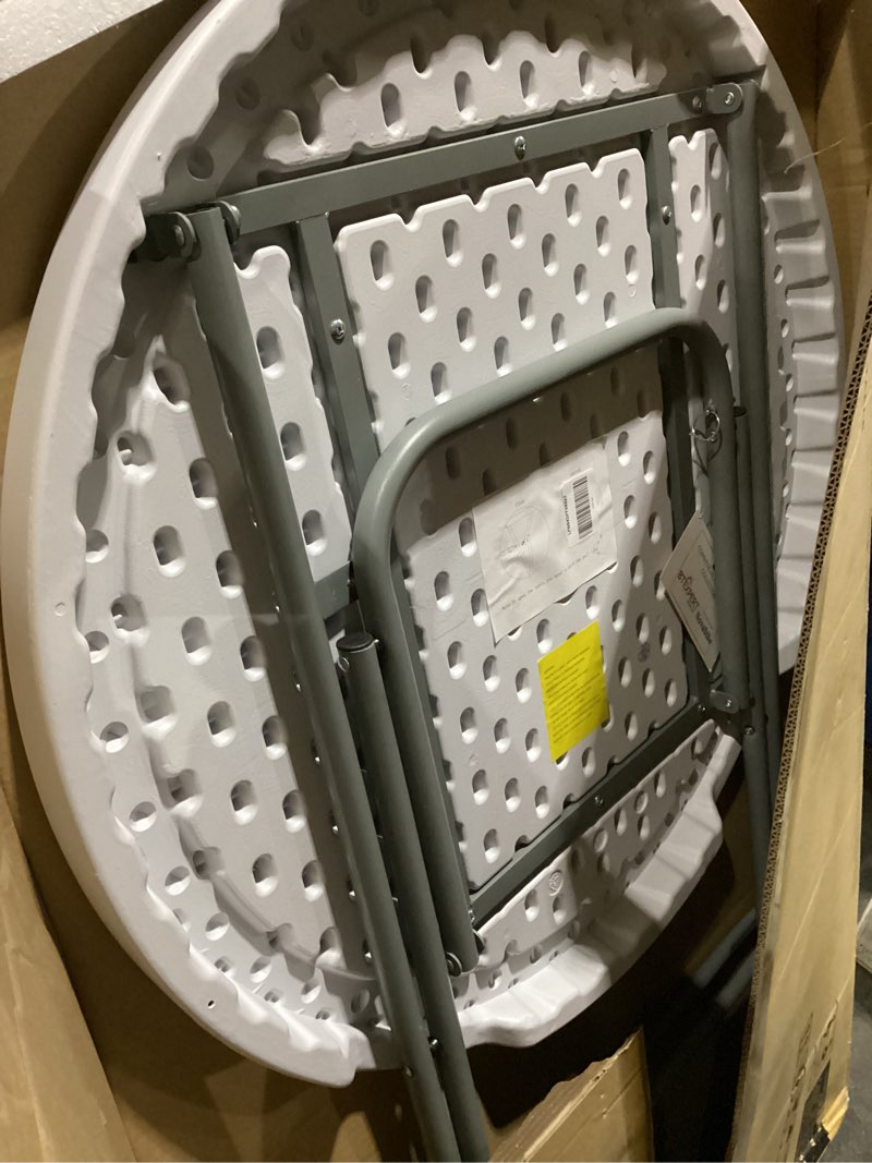 Condition photo showing Good Condition for BTEXPERT White 32" Round 43" Bar Height Granite Folding Commercial Portable Banquet Card Plastic Coffee Dining Table for Wedding Party Coffee Event Home Kitchen Indoor Outdoor Set of 10 Set of 10 White