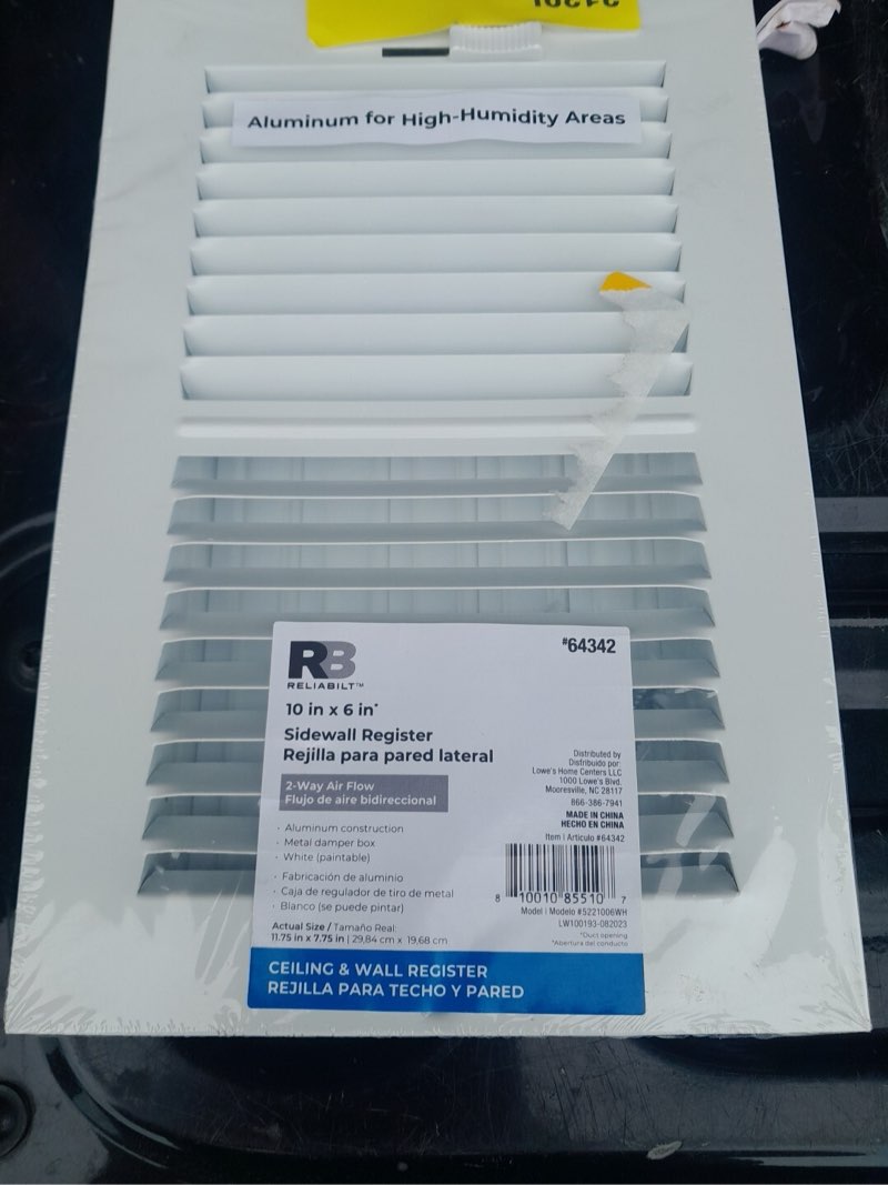 Reliabilt 10 In. X 6 In. Steel Adjustable Wall/Ceiling Register in White