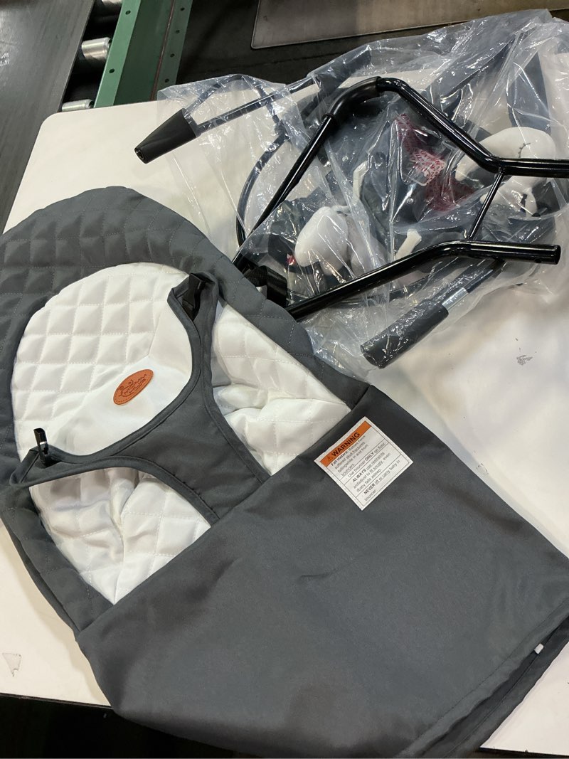 Condition photo showing As Is for HKAI Baby Bouncer, Portable Baby Bouncer Seat for Babies 0-18 Months, 100% Cotton Fabrics, 3 Modes of use with Rocker and Stationary Options, Infant Rocker Chair with Hanging Toys-Light Grey