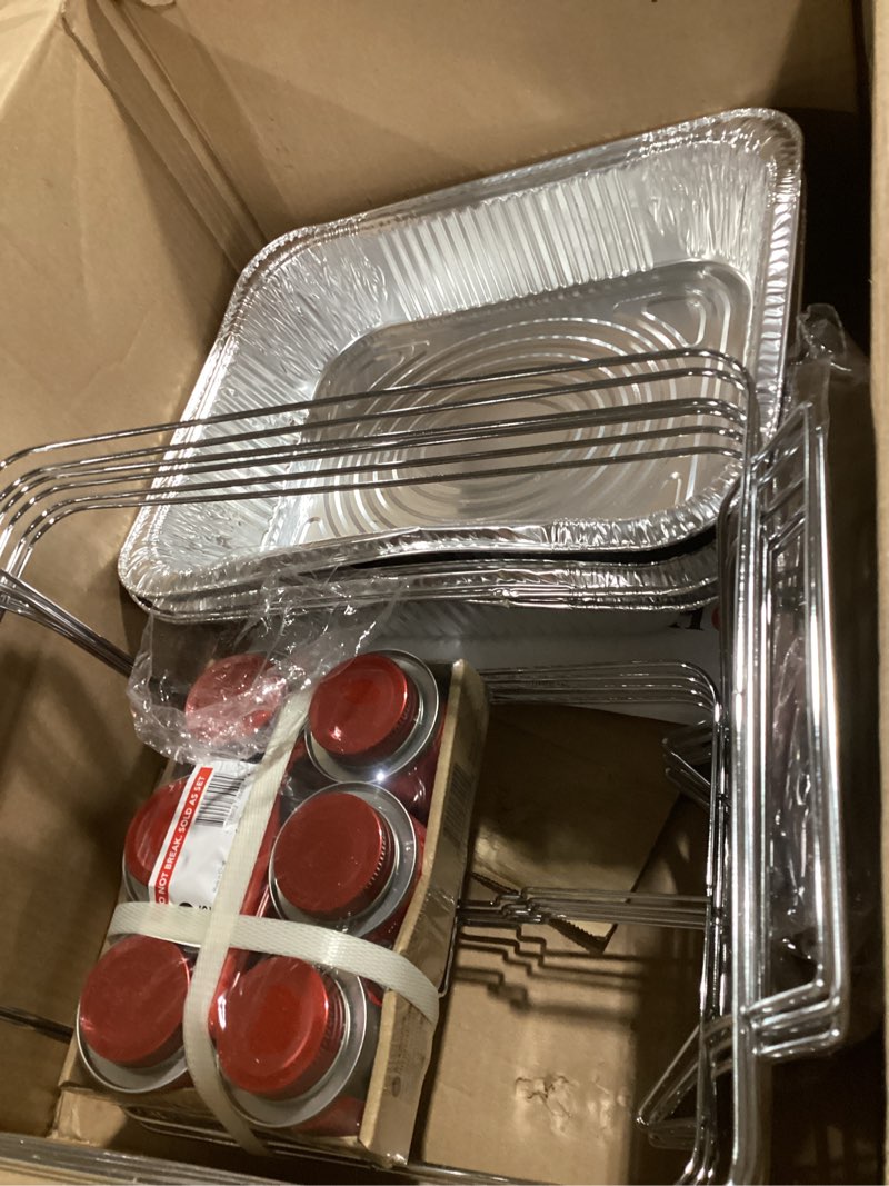 ( incomplete) alpha living 6 pack - disposable chafing dish buffet set, half size pans, welded body food warmers f