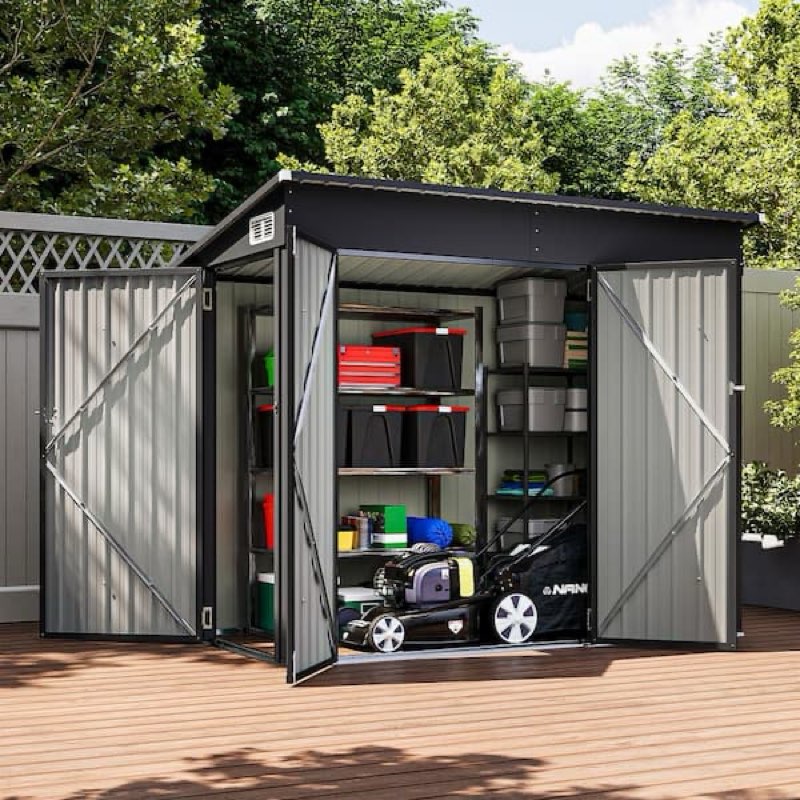 8 ft. W x 4 ft. D Metal Lean-to Storage Shed