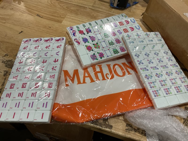 Condition photo showing Good Condition for soulchen 1.2 inch orange american mahjong set 168 blossom numbered tiles, tiles bag and portable travel case classic complete mahjong set for adult collection gift