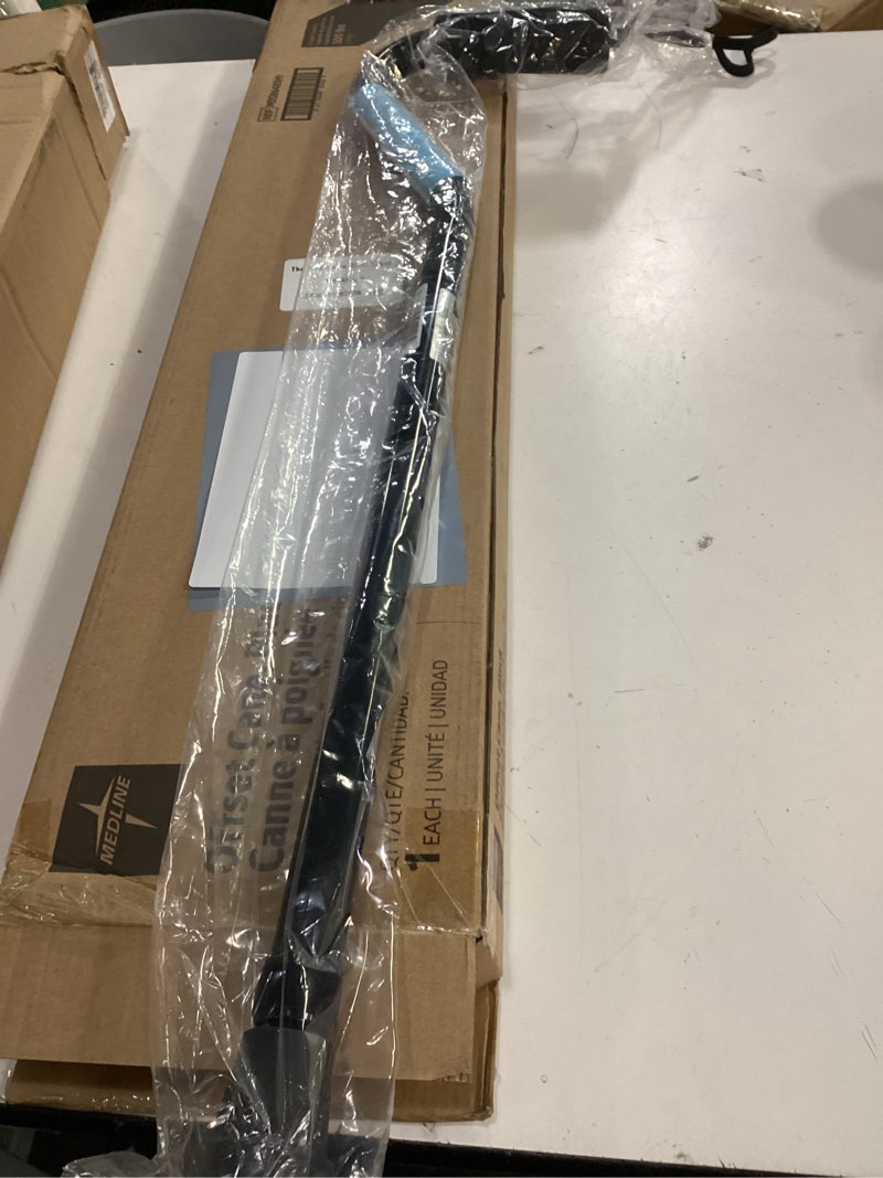 Condition photo showing Good Condition for medline aluminum offset walking cane for seniors & adults is portable and lightweight for balance, knee injuries, mobility & leg surgery recovery black