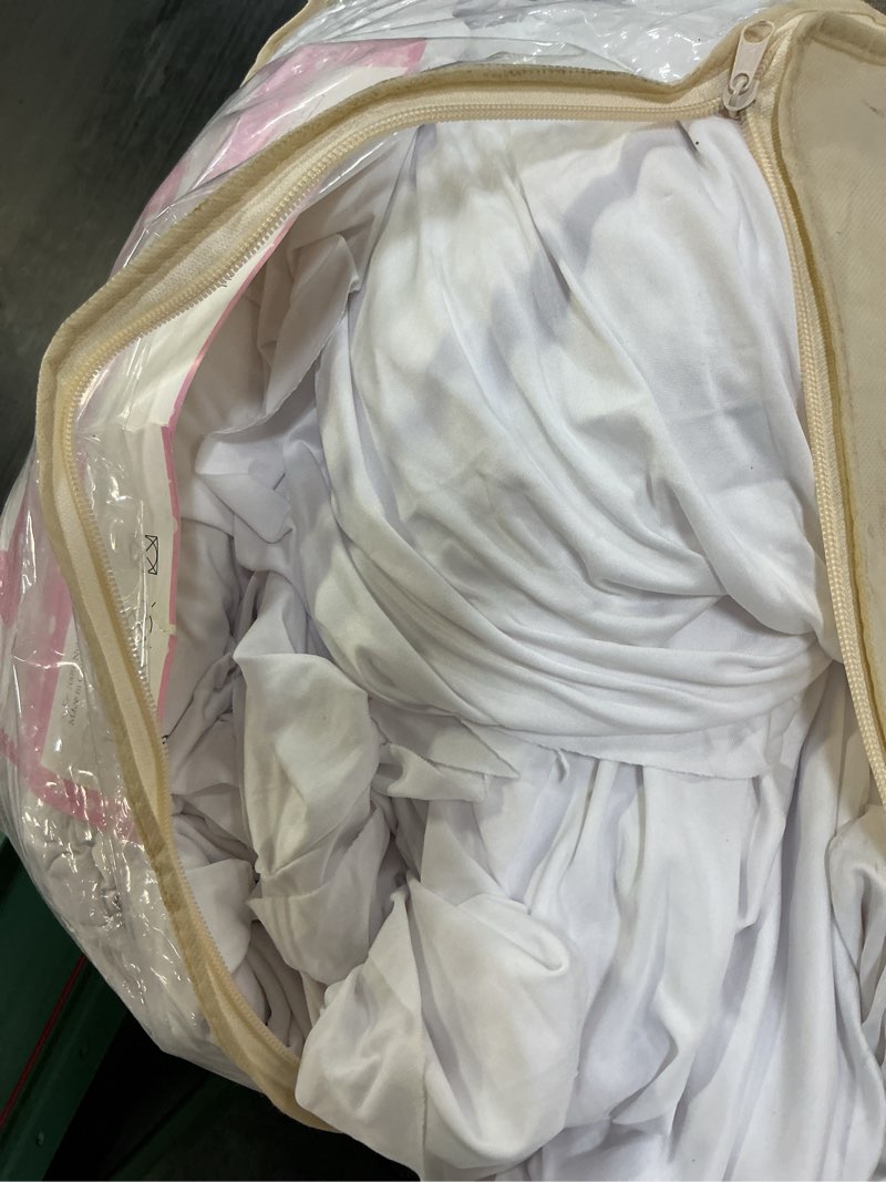 Condition photo showing As Is for 4 packs white table clothes for 8 foot rectangle tables, one-piece wrinkle resistant stretch spandex table covers with skirt for event banquet wedding birthday party white 8ft(4packs)