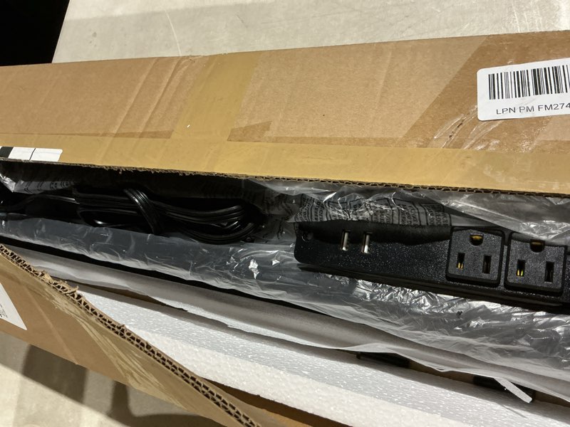 Condition photo showing Good Condition for 70" Narrow Console Sofa Table - Power Outlets & 2 USB Ports, Metal Frame, Rustic Brown, Perfect for Hallway, Office, and Behind Sofa - Easy Assembly, 4.9' Extension Cord Included Rustic Brown 70IN