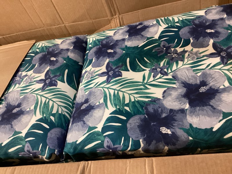 Condition photo showing Good Condition for outdoor couch cushions blue floral