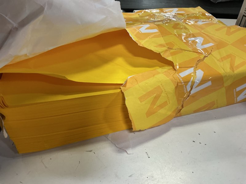 Condition photo showing As Is for Astrobrights Color Paper, 24 lb Bond Weight, 11 x 17, Solar Yellow, 500/Ream Solar Yellow 11 x 17