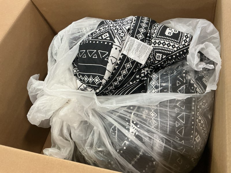 Condition photo showing As Is for Black Boho Aztec Comforter Set King, Reversible White Striped Bedding Set with 2 Pillowcases,3Pcs Bo