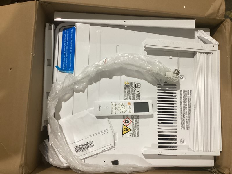Condition photo showing Good Condition for Midea 8,000 BTU Smart Inverter Air Conditioner Window Unit with Heat and Dehumidifier – Cools up to 350 Sq. Ft., Energy Star Rated, Quiet Operation, Electronic Controls, Remote Control, White 8,000 BTU with Heat