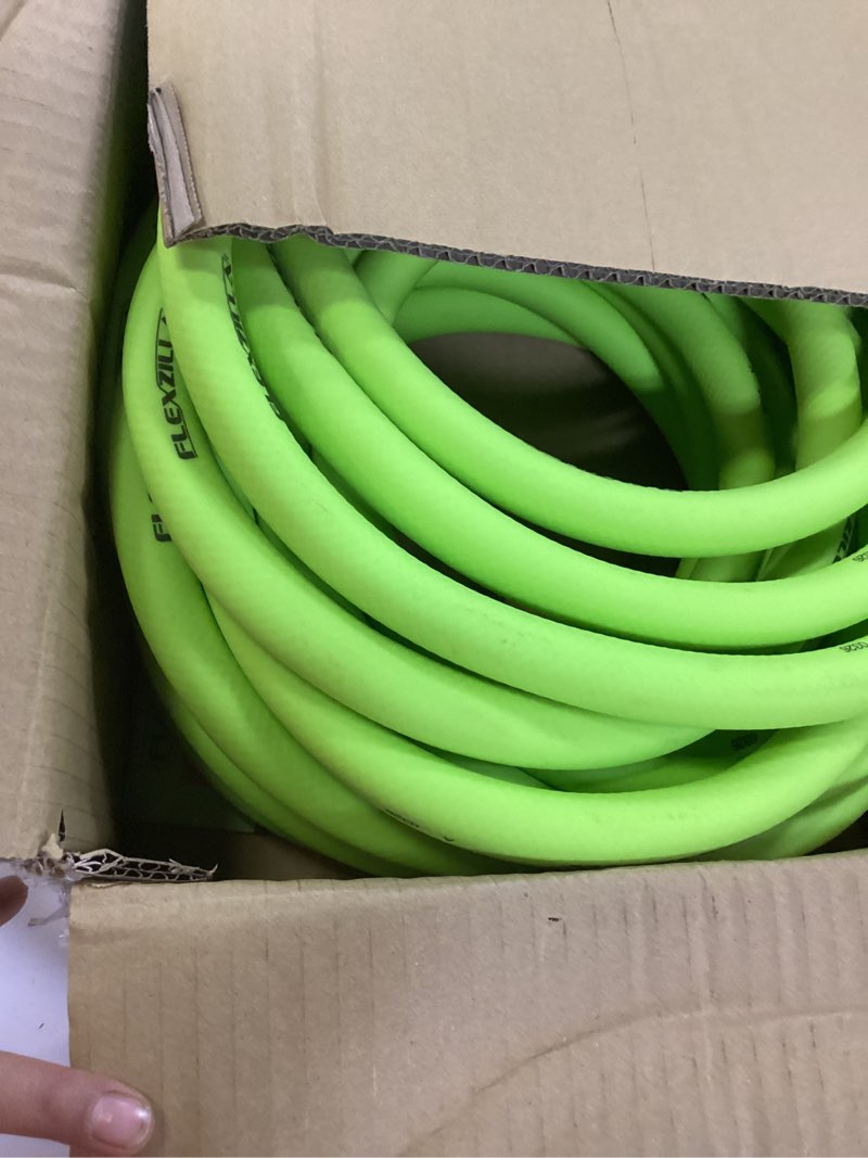 Condition photo showing New/Like New for flexzilla garden hose 5/8 in. x 50 ft., lightweight all-weather water hose, durable and flexible, leak-free connections standard grip 50ft chartreuse