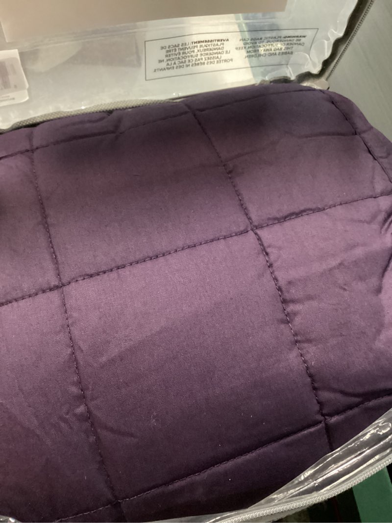 Condition photo showing New/Like New for bare home weighted blanket full or queen size 15lb (48" x 72") for adults - all-natural 100% cotton - premium heavy blanket nontoxic glass beads (eggplant, 48"x72") 48" x 72" 15 lbs 06 - cotton eggplant