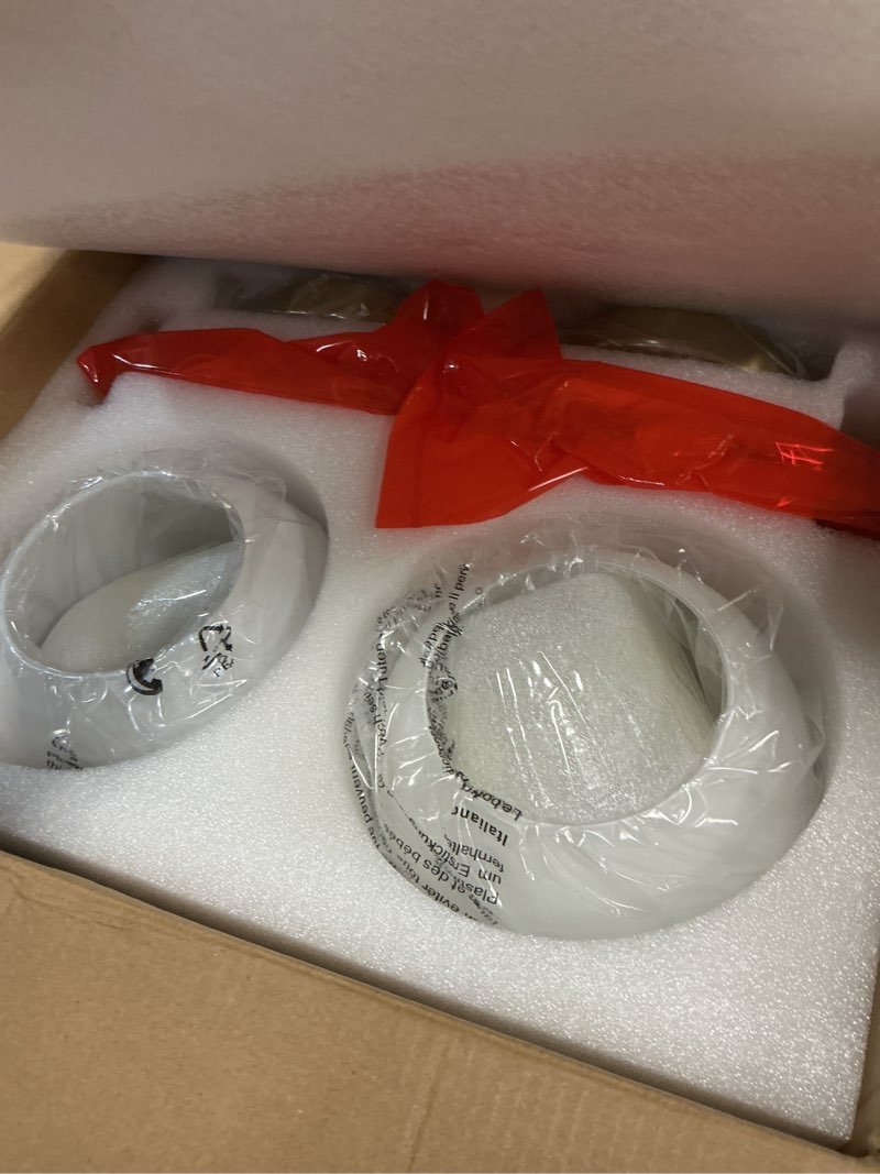 Condition photo showing New/Like New for gold battery operated wall sconce set of 2, wireless rechargeable sconces wall lighting with remote control, led dimmable wall lights with opal white glass shade, 12 colors rgb & 3 cct bulb battery operated b (2 pack) (battery) gold & opal glass
