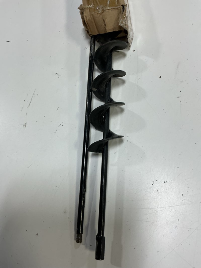 Condition photo showing As Is for 2”x32“ auger drill bit for planting, heavy-duty planting auger for bulbs, post hole digger for 3/8”hex drive drill 2"x32"-black
