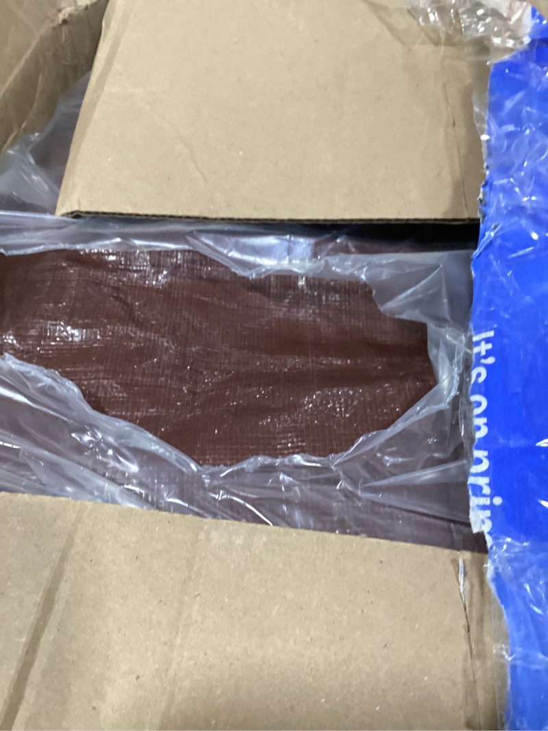 Condition photo showing Good Condition for winpull tarp 10x12 feet 16 mil heavy duty waterproof tarp, large multipurpose cover with brass grommets and reinforced edges, uv resistant thick poly tarps for outdoor camping tent pool car, green 10' x 12' green/brown-16mil