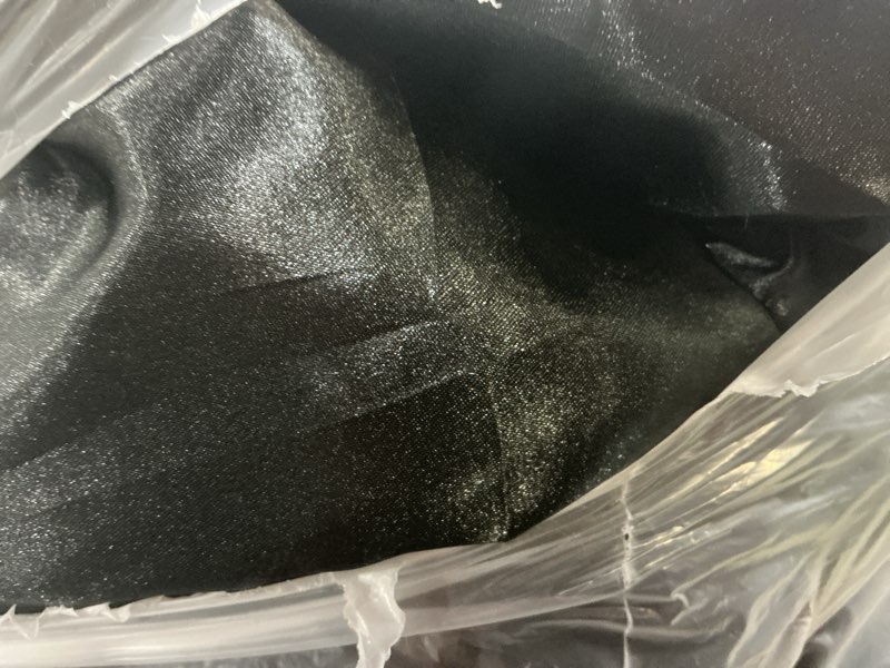 Condition photo showing Good Condition for mr&hm satin comforter california king 7 pieces black - luxurious pinch pleat bedding set with comforter, flat sheet, fitted sheet, pillowcases & shams, super silky soft bed set for all season black california king