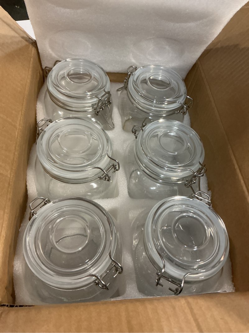 Condition photo showing Good Condition for 6 Pack Spice Jars, 25 oz Glass Containers with Airtight Lids, Small Herb Jars with Labels for Kitchen Storage 26 fl oz x 6 - Square