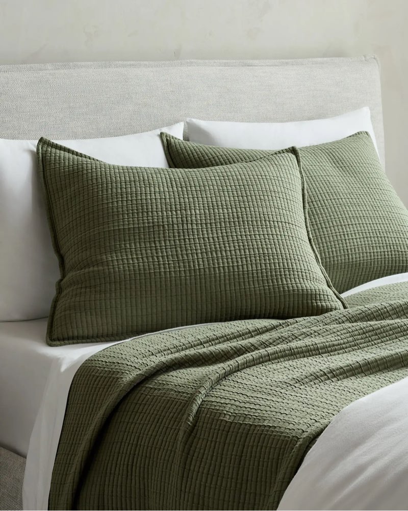 quince organic ribbed cotton pillowcase set 2 piece olive 