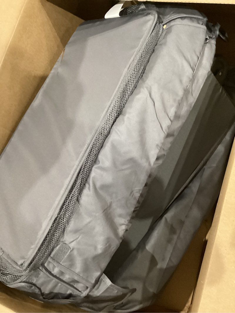 Condition photo showing As Is for baby trend lil’ snooze™ deluxe iii nursery center® playard for twins, cozy grey cozy grey twins playard