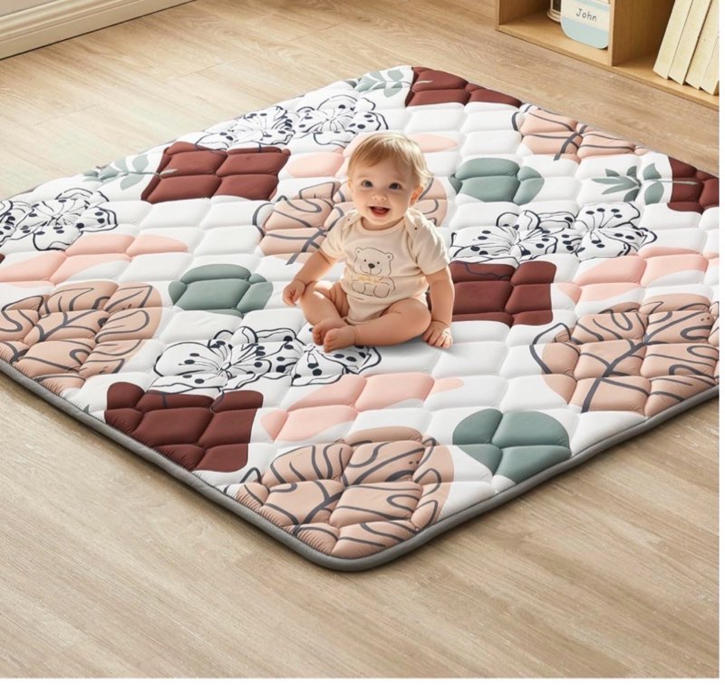 baby play mat, non-slip baby mat for floor, soft thicker playpen mat, portable playmat, crawling mat