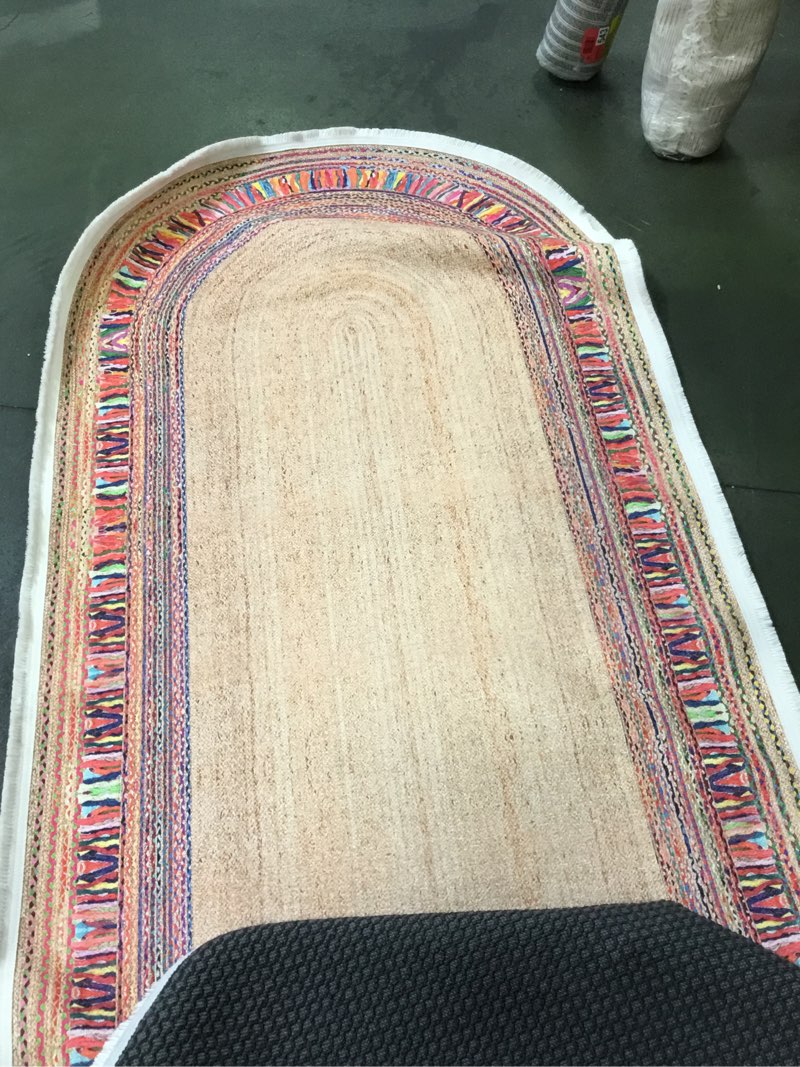 Oval Scuderi Indoor/Outdoor Area Rug with Non Slip backing Peach Color 3x9ft