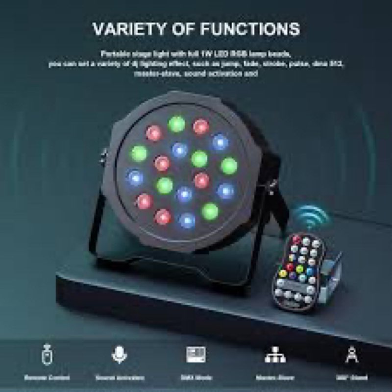 U`King Battery Powered LED Par Lights Wireless Uplights for Events 18W RGB Stage Lighting Up Light Rechargeable 20 Hours by Sound Activated and DMX Control Uplighting for Wedding DJ Disco Show Church