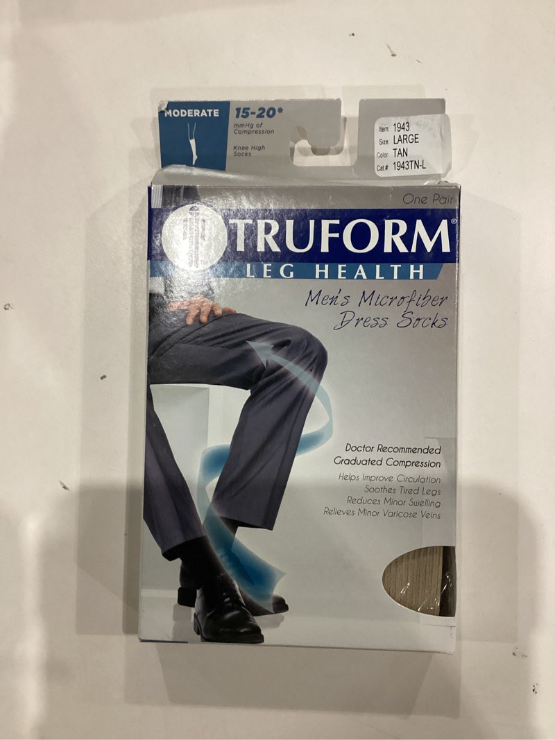 Condition photo showing As Is for Truform 15-20 mmHg Compression Stockings for Men and Women, Knee High Length, Closed Toe