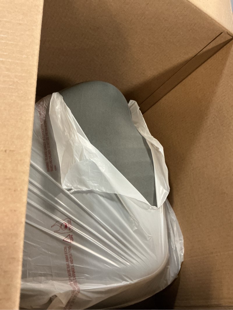 Condition photo showing As Is for ergonomic l-shaped memory foam seat cushion for car and office chair, coccyx support cushion for back and hip pain relief, universal cushion for car seat, wheelchair, gaming chair, gray