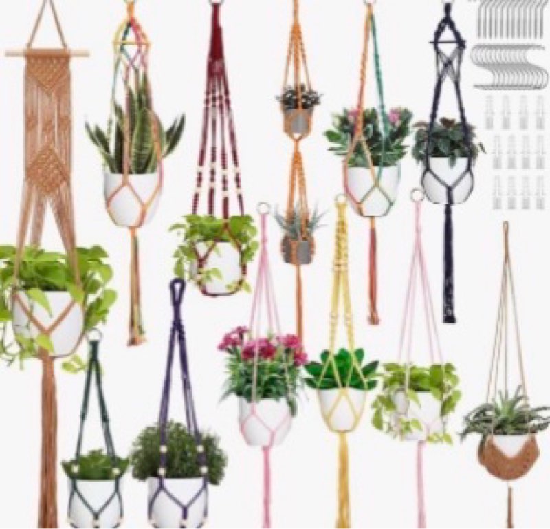 SATINIOR 12 Pcs Macrame Plant Hangers Handmade Boho Hanging Planters 12 Different Tiered Designs wit