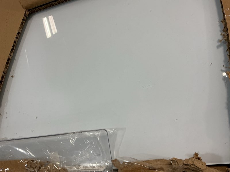 Condition photo showing As Is for magnetic glass whiteboard for wall, 36" x 24" glass dry erase board, large frameless white board for home and office with 1 marker tray - normal white normal white 36"w x 24"h